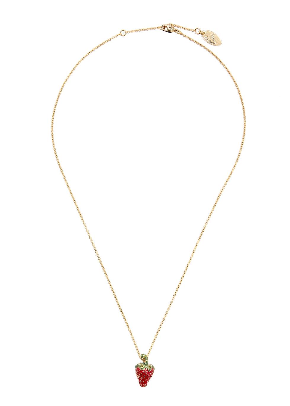 Leonela Gold tone Strawberry Necklace
