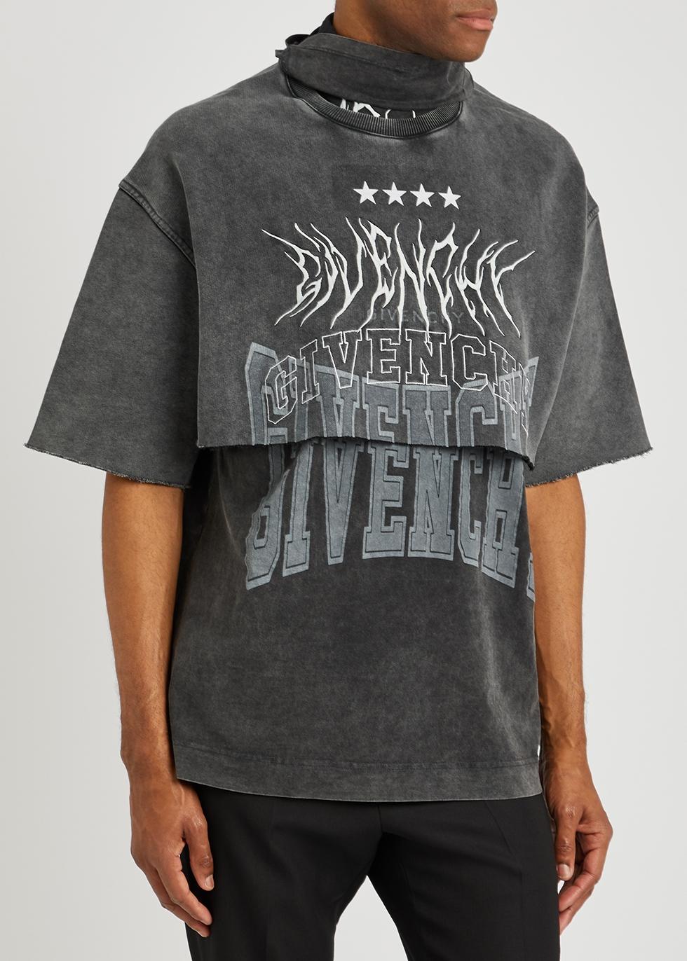 トップス givenchy layered shirt Givenchy logo-embroidered Layered T-shirt | Grey | FARFETCH