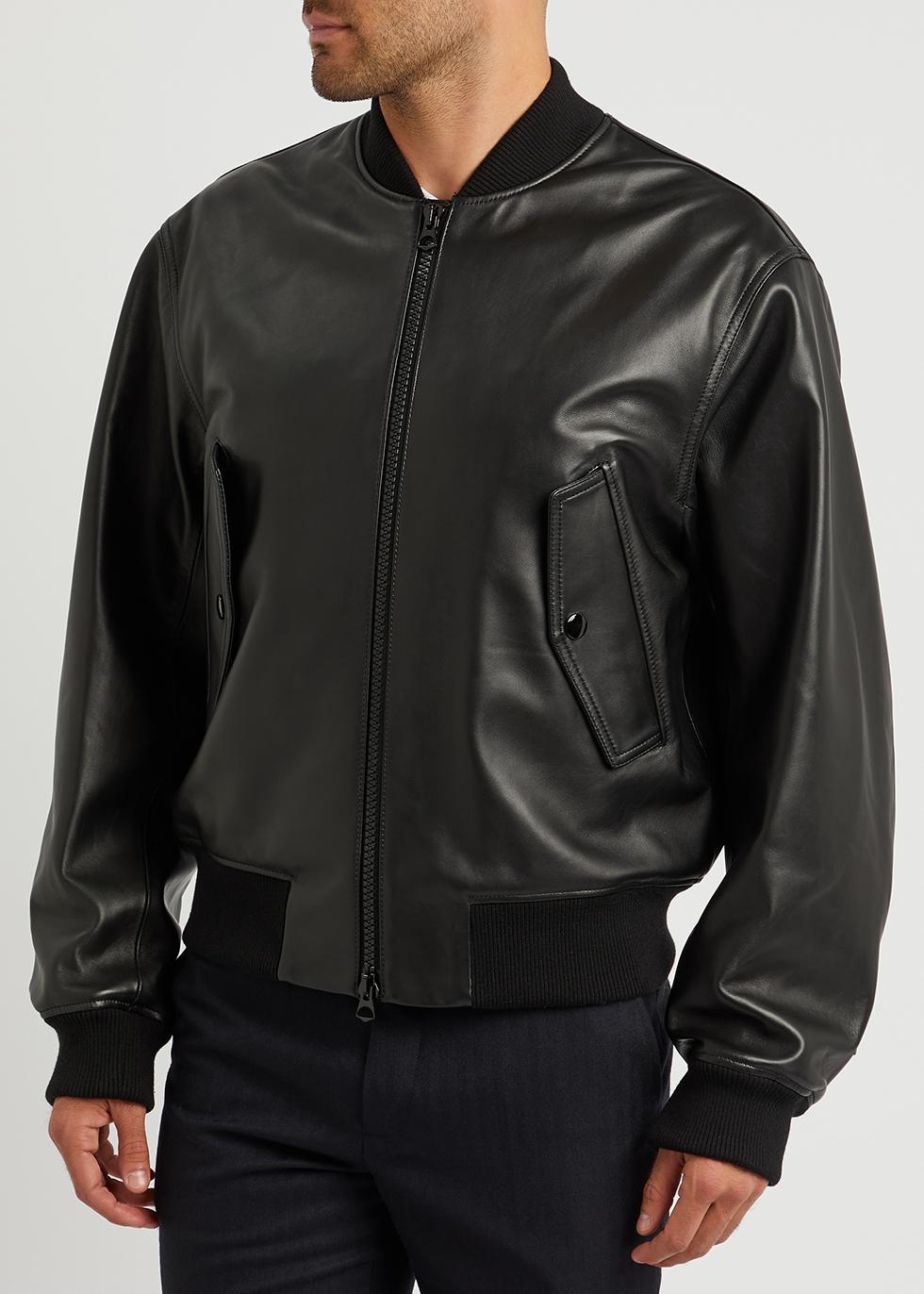 Dries Van Noten Lanvers Leather Bomber Jacket in Black for Men 