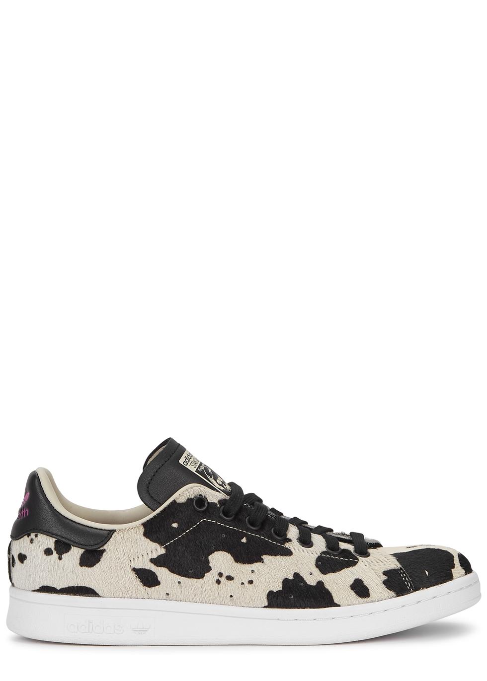 adidas Originals Stan Smith Cow-print Calf Hair Sneakers in Black | Lyst