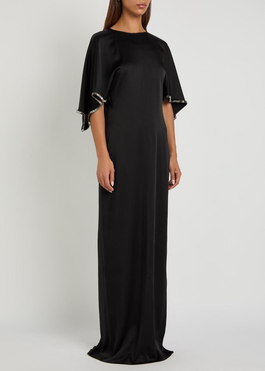 stella mccartney designer dresses Miracle organza-trimmed two-tone crepe gown - black