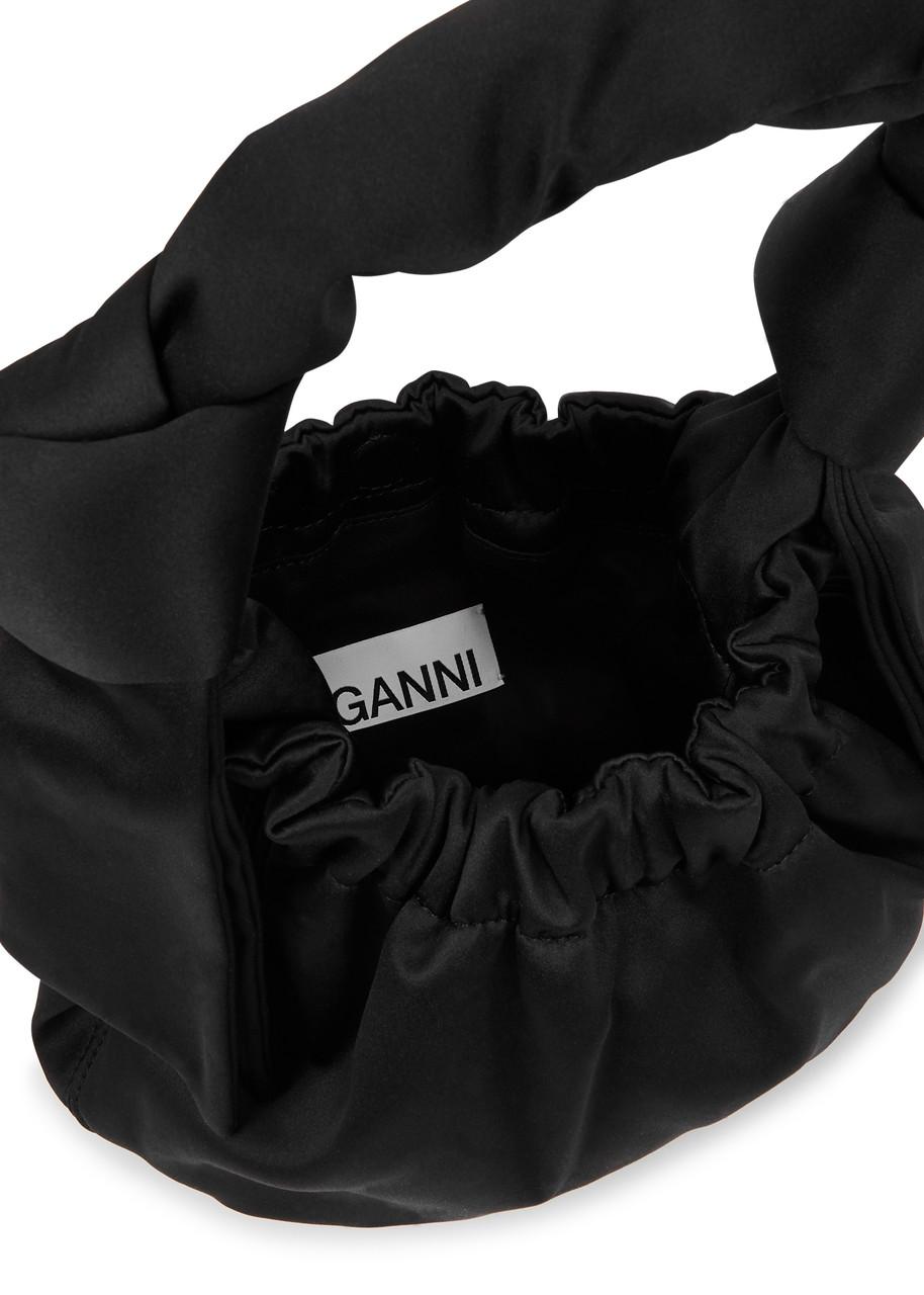 Ganni Occasion Hobo Small Satin Shoulder Bag in Black | Lyst