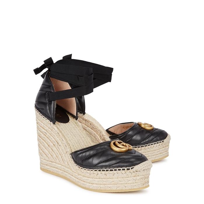 Gucci Leather Espadrille Platform Shoes in Black - Save 42% | Lyst