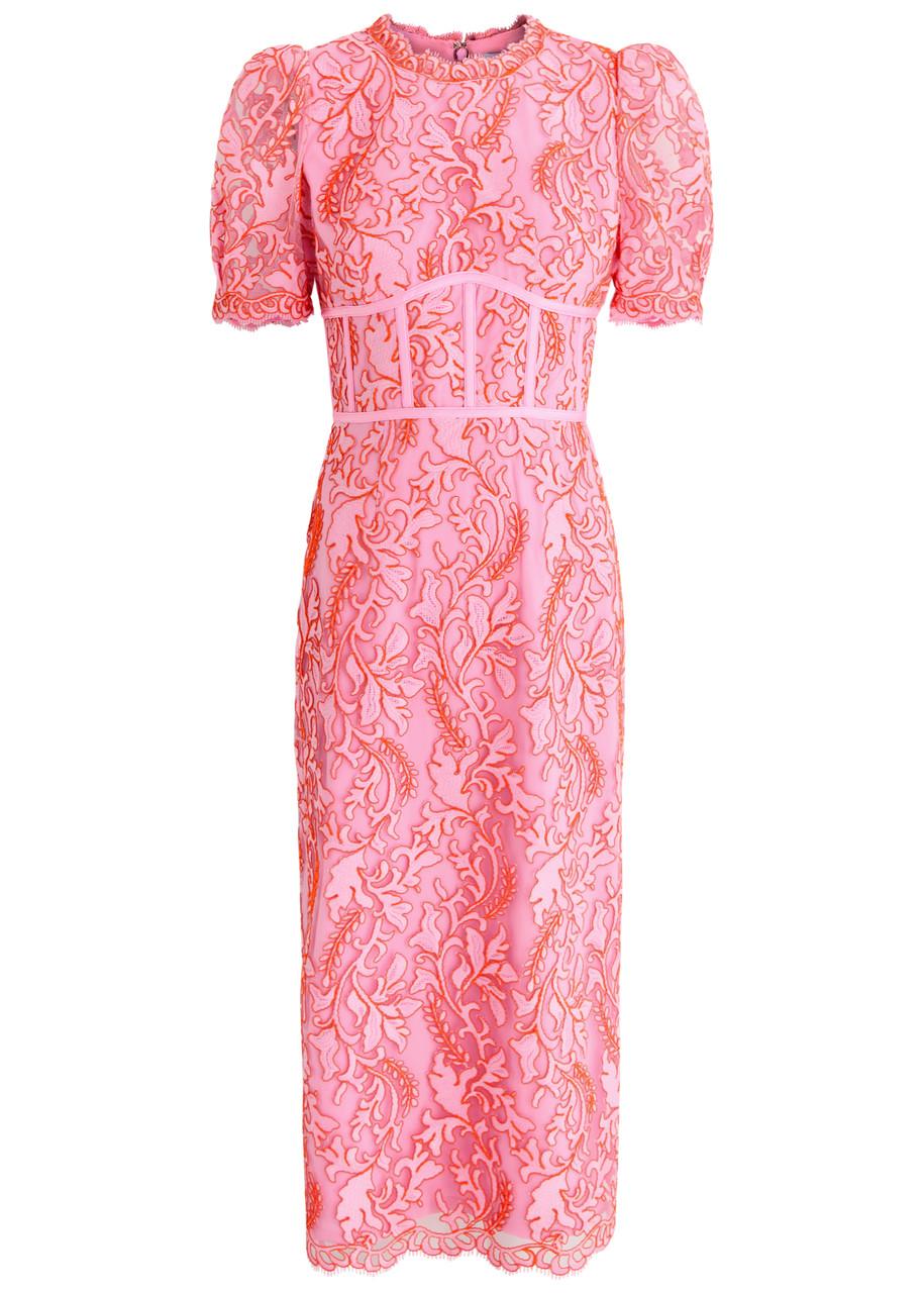 Rebecca Vallance Maribella Embroidered Tulle Midi Dress in