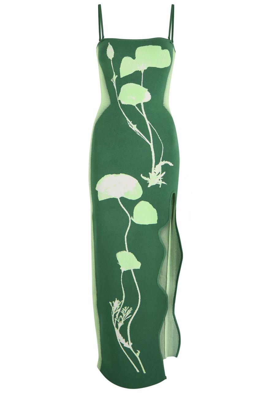 iris flower asymmetric sheath maxi dress Menti