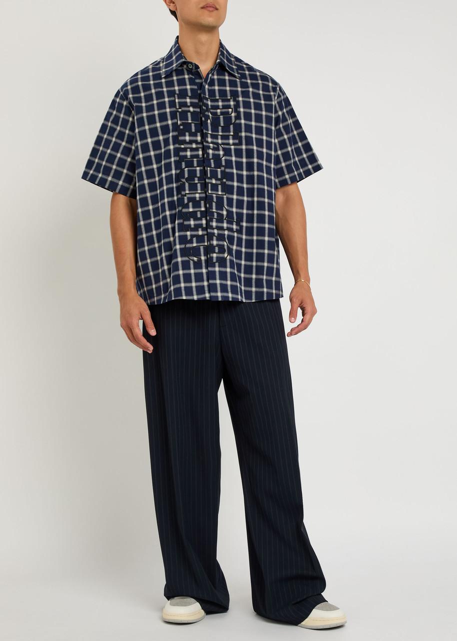 rhude dress shirt Rhude Ivory Black And Red Silk Checker Shirt