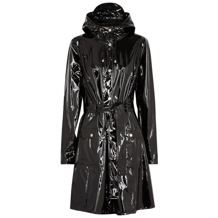 Rains Synthetic Glossy Curve Patent Rubberised Raincoat in Black - Lyst