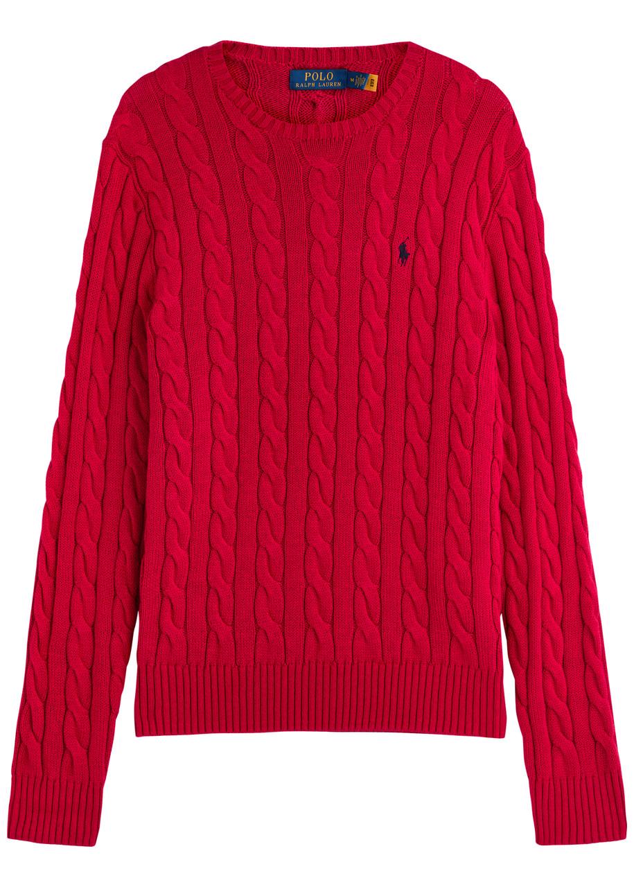 Polo Ralph Lauren Logo-Embroidered Cable-Knit Cotton Jumper for