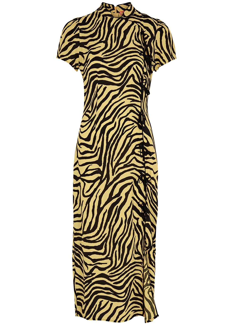 Kitri Leia Zebraprint Midi Dress in Metallic Lyst UK
