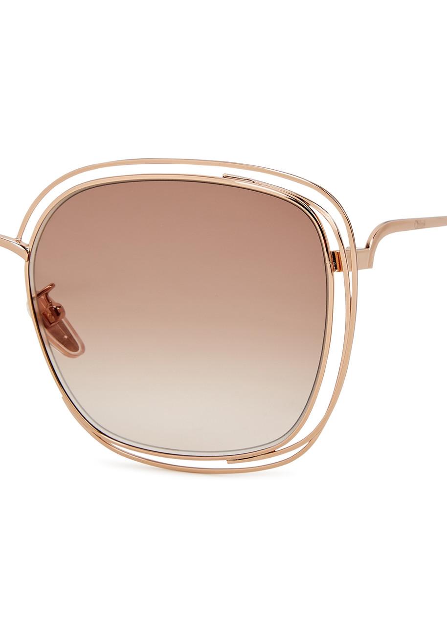 Chloé Chloé Carlina Rose-Tone Oversized Sunglasses, Sunglasses