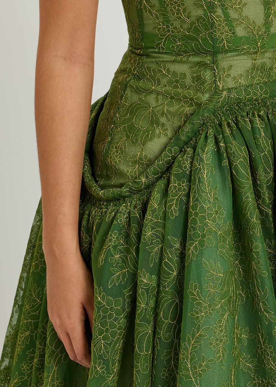 green emerald velvet dress Erdem