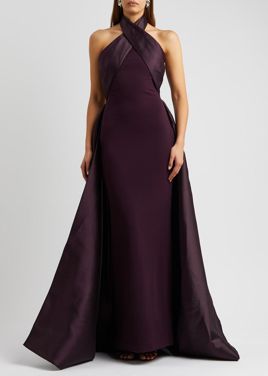 Solace London Rumi Halterneck Draped Gown in Purple | Lyst