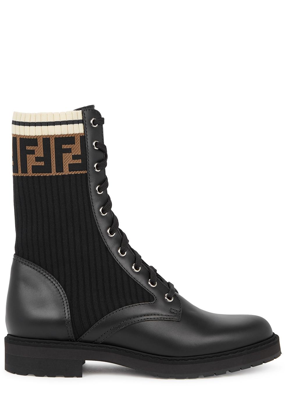 Fendi Rockoko 40 Black Leather Boots - Lyst