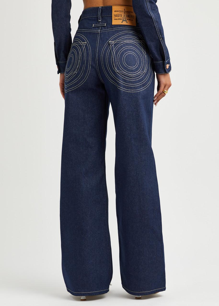 デニム・ジーパン JEAN PAUL GAULTIER Wide jeans Blue Jean Paul Gaultier Paneled mid-rise wide-leg jeans Jean Paul