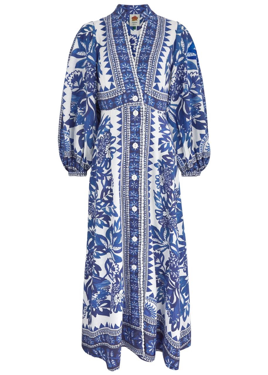 chinese dress ladies Off-White Sea Of Fish Embroidered Midi Dress – FARM Rio main image 0