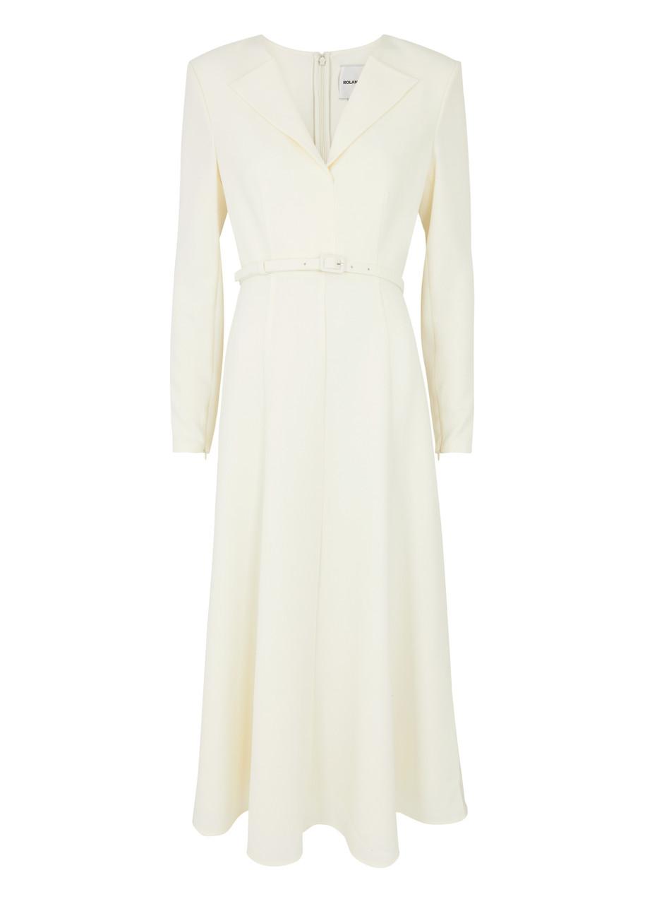 Roland Mouret Belted Midi Dress in White | Lyst