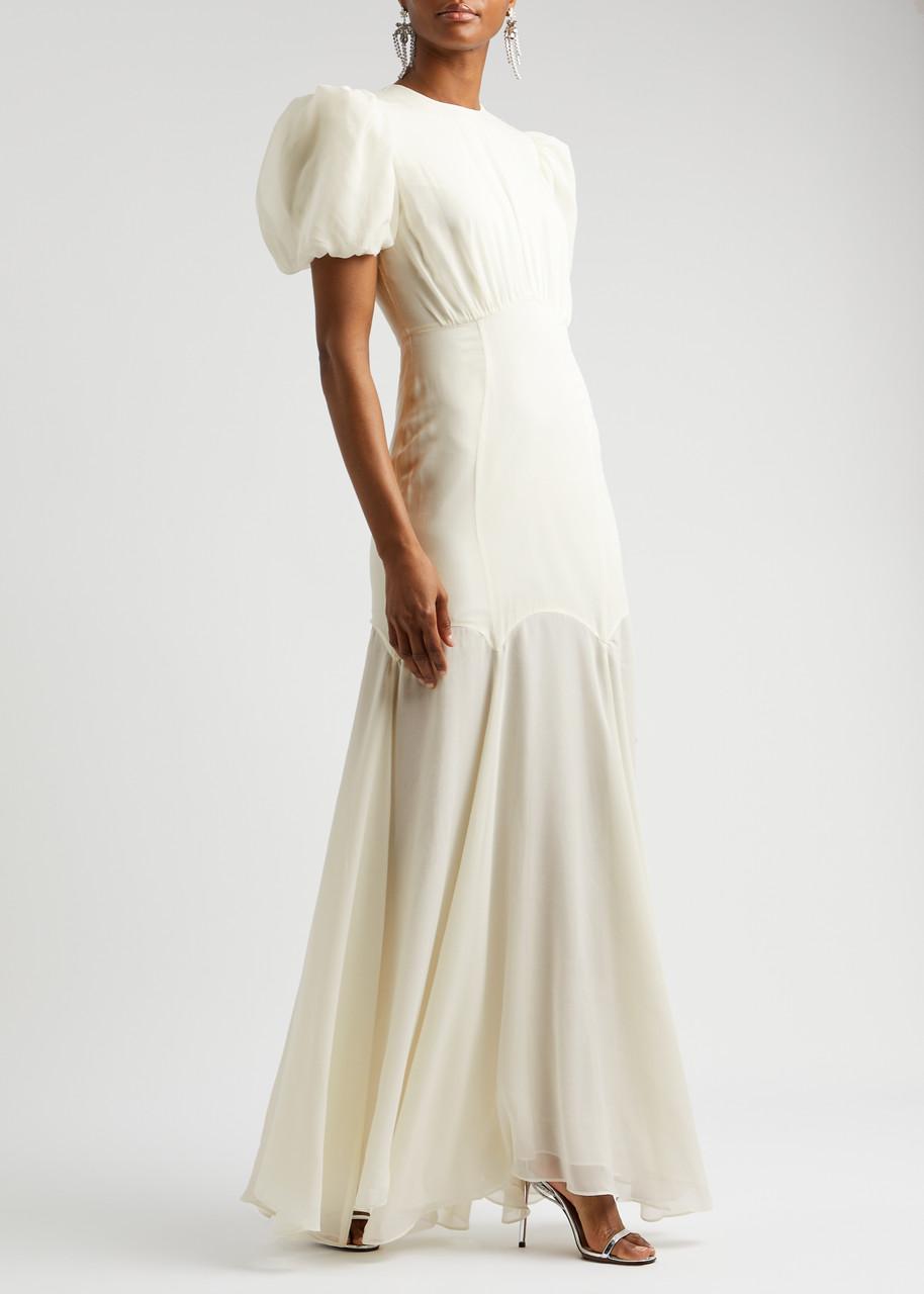De La Vali Agua Silk-Chiffon Maxi Dress in White | Lyst