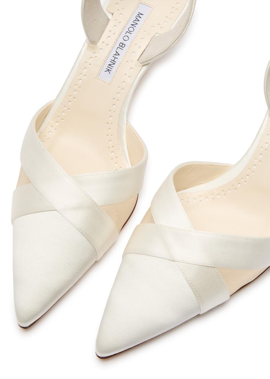 Satin Slingback Pumps Manolo Blahnik White Pumps Manolo Blahnik