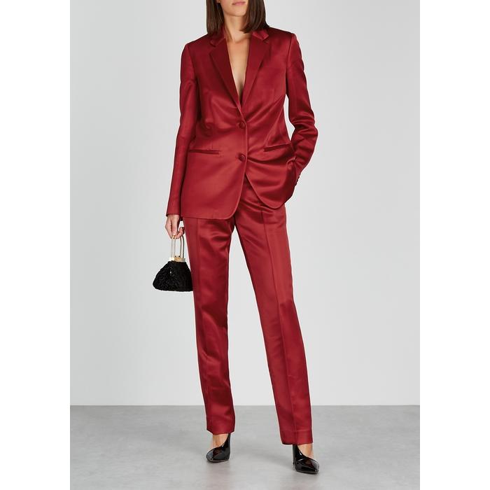 satin red suit