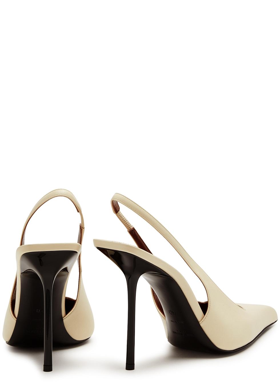 Saint Laurent Paloma 105 Leather Slingback Pumps in Metallic