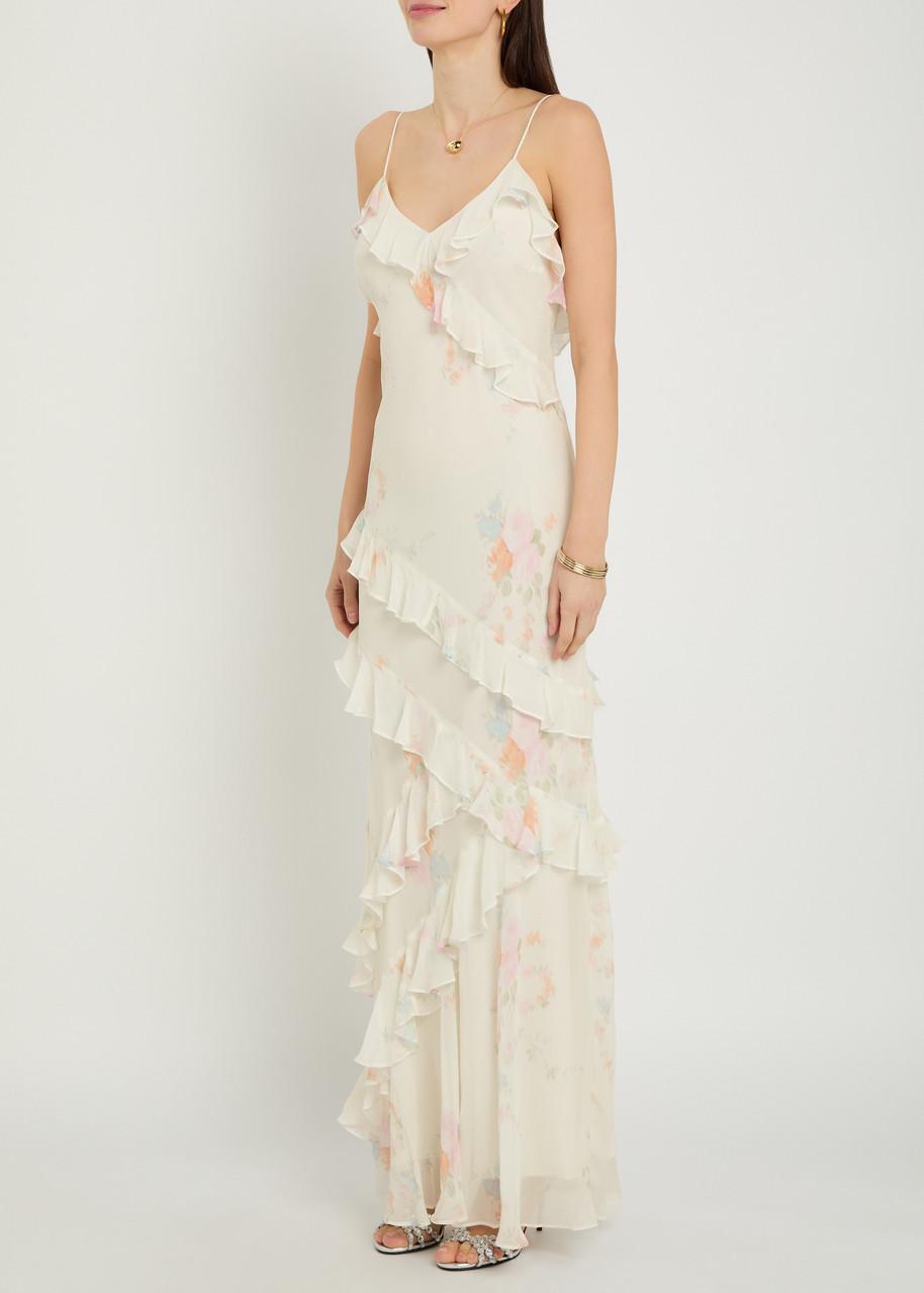 LoveShackFancy Rialto Floral-Print Chiffon Maxi Slip Dress in White | Lyst LoveShackFancy Rialto Floral-Print Chiffon Maxi Slip Dress in White | Lyst