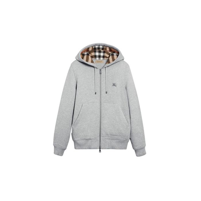 Burberry Check Detail Hooded Sweatshirt in Gray for Men Lyst