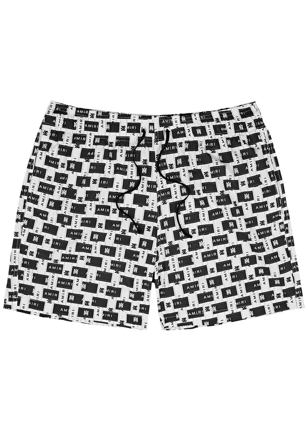 Amiri Logo Print Stretch Shell Swim Shorts In Black For Men Lyst Uk