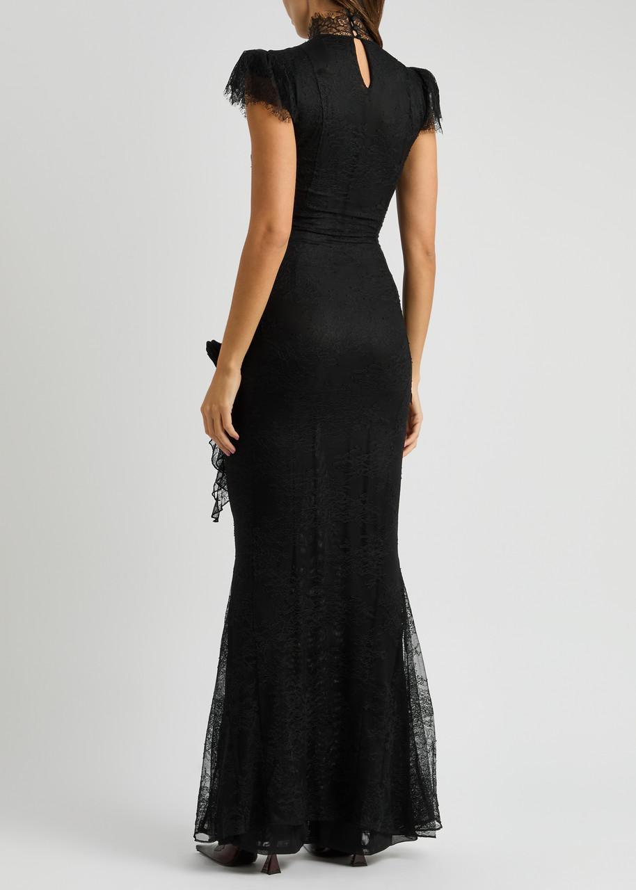 knee length dresses for ladies SILENTIUM MAXI DRESS IN CHOCOLATE BROWN LACE – DE LA VALI OFFICIAL