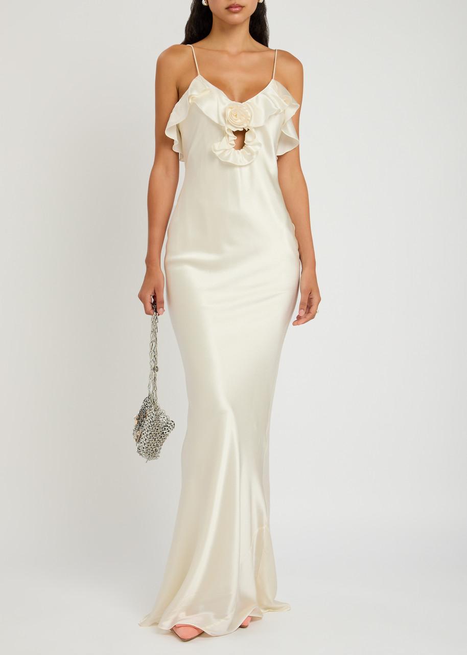 De La Vali Esperanza Stretch-Silk Maxi Dress in White | Lyst