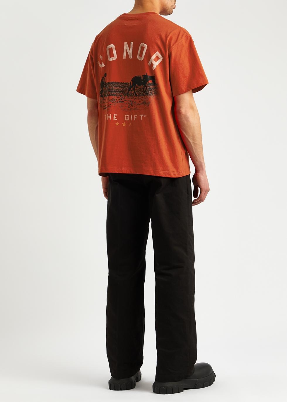 Cotton T-shirt - Black/oranges - Men