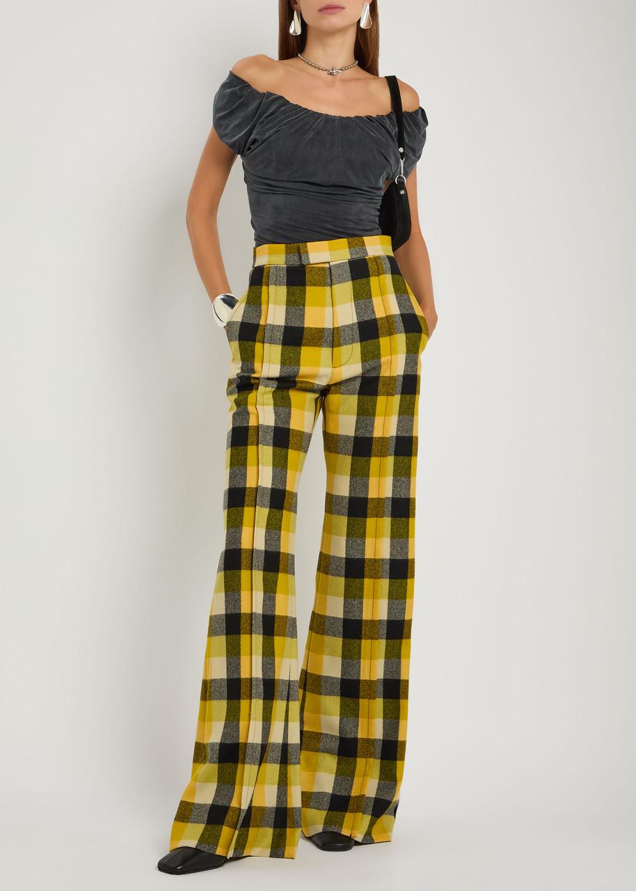 Vivienne Westwood Checked Flared-Leg Trousers in Yellow Lyst UK