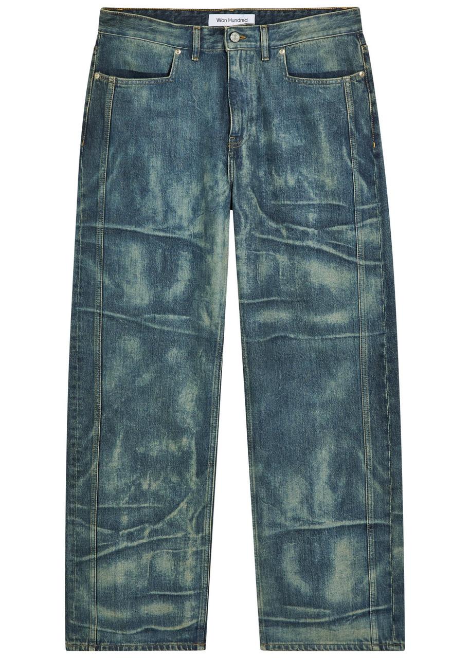 Genoa printed denim won hundred デニム Won Hundred GENOA UNISEX - Straight leg jeans - coated blue blue - Zalando co uk