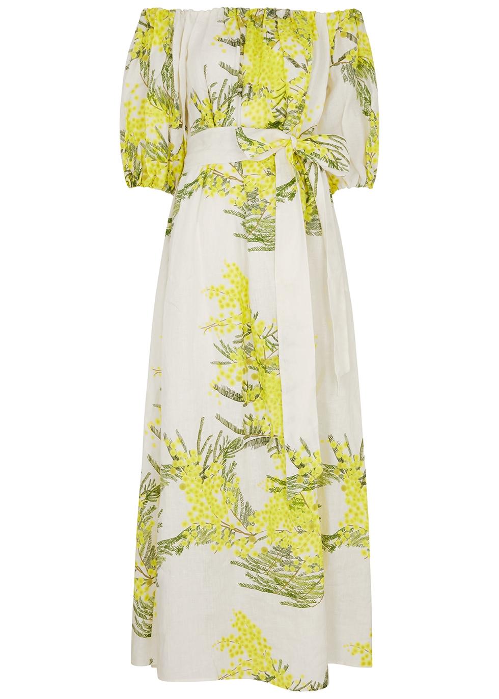 BERNADETTE Zaza Floral-print Linen Maxi Dress in Yellow | Lyst