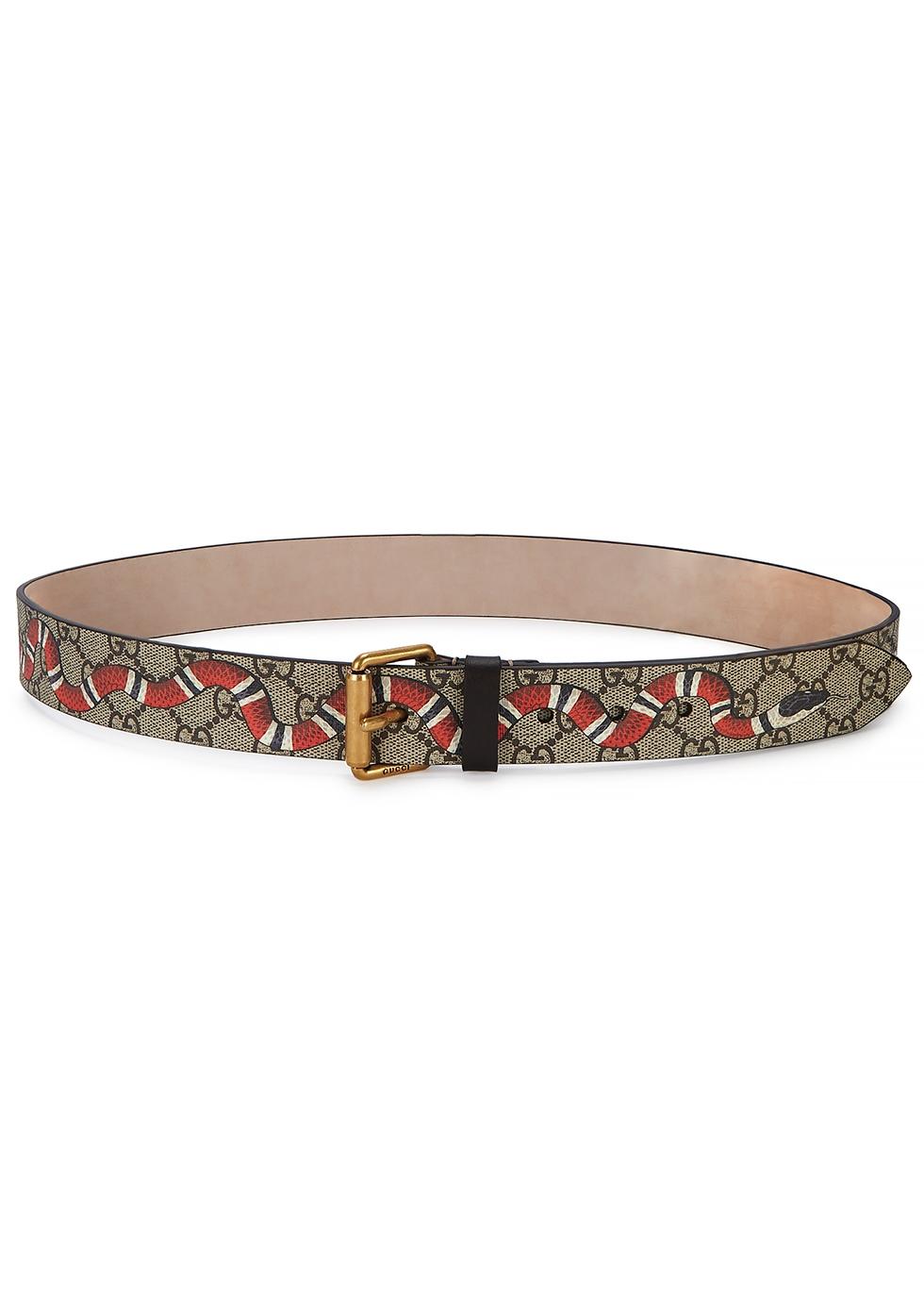 Gucci Belt Supreme Kingsnake Brown in Canvas with Gold-tone - US