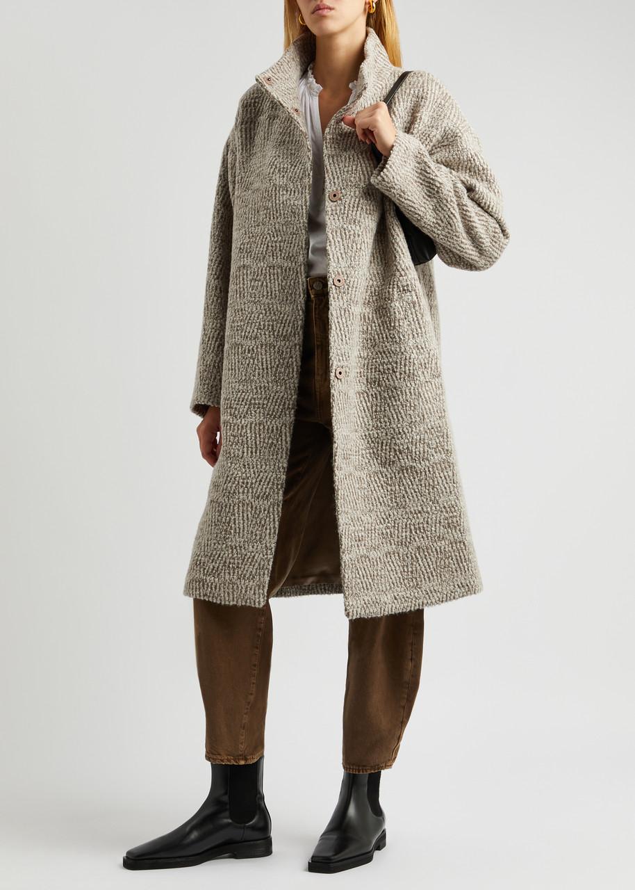 Eileen Fisher Boucle Alpaca blend Coat in Natural Lyst UK