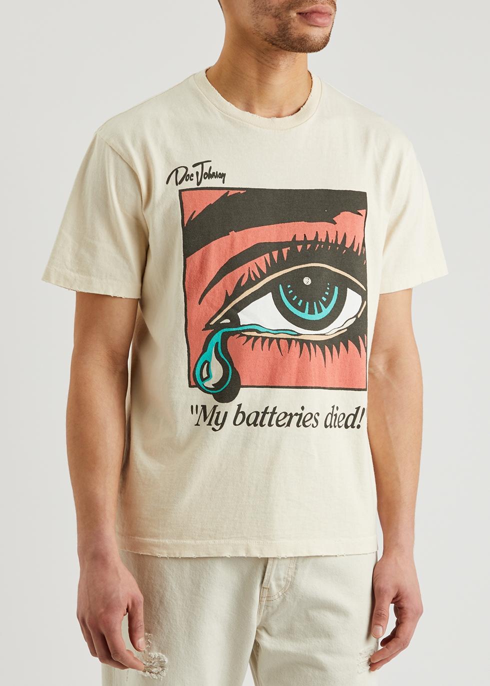 GALLERY DEPT. Dead Batteries Printed Cotton T-shirt in White for
