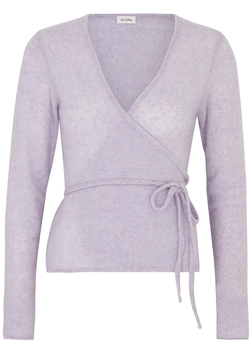 American Vintage Xinow Knitted Wrap Cardigan in Purple | Lyst