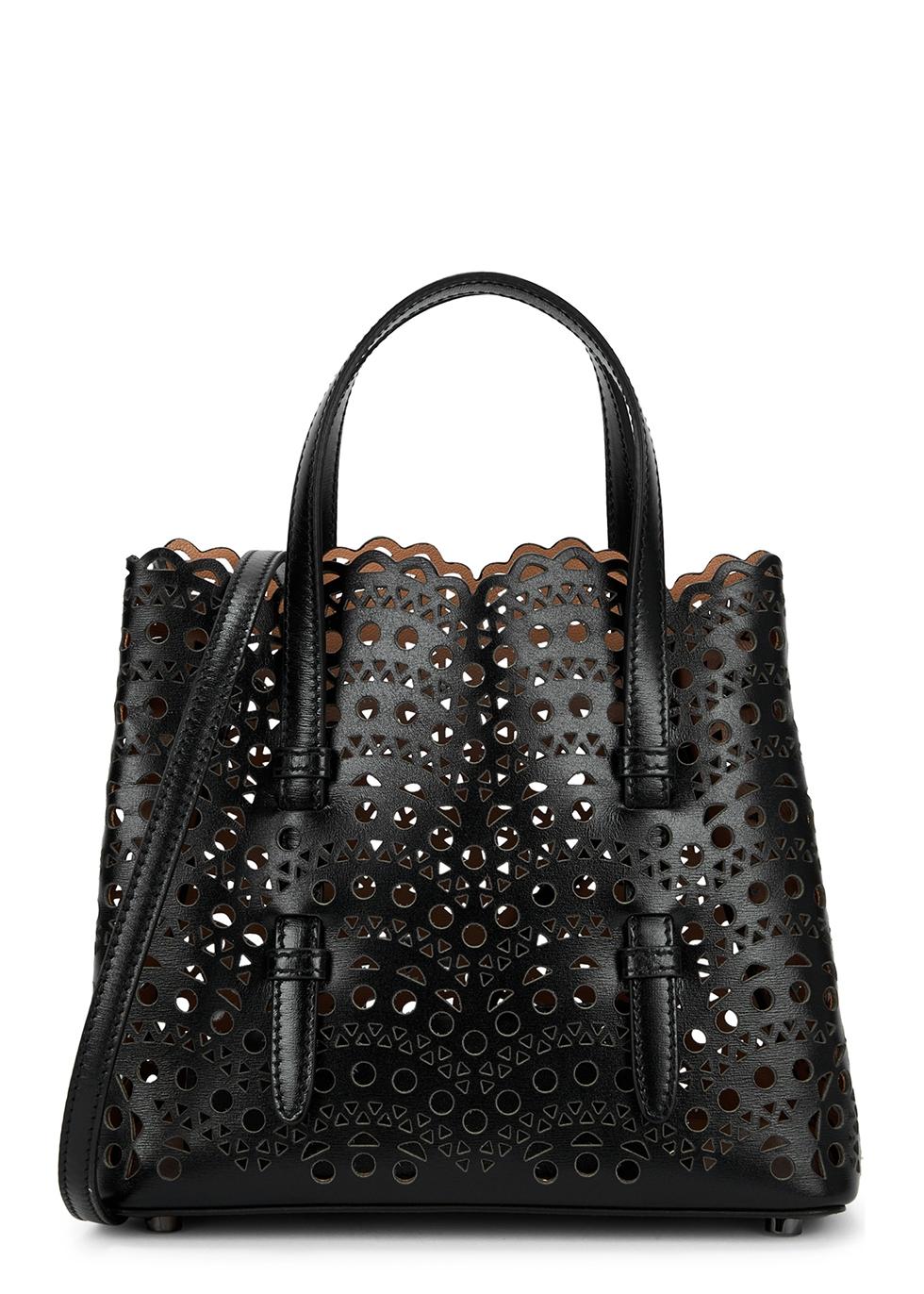 Alaïa Mina 20 Lasercut Leather Top Handle Bag in Black Lyst