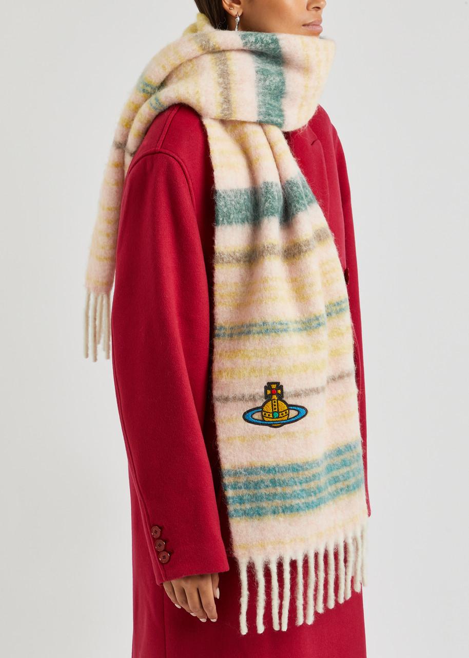 Vivienne Westwood Striped Orb-embroidered Alpaca-blend Scarf in