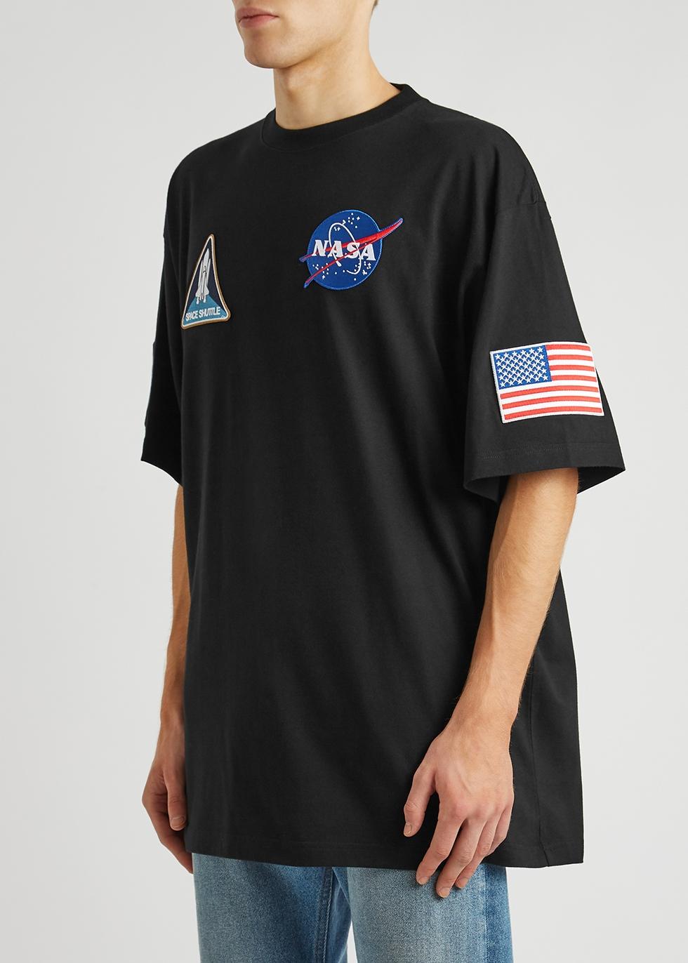 Balenciaga X Nasa Badge-appliquéd Cotton T-shirt in Black for Men | Lyst UK