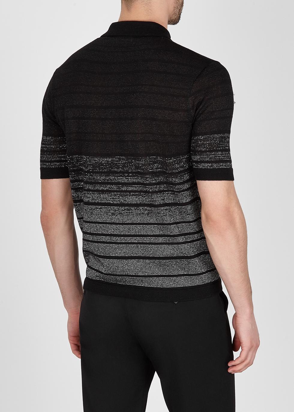 black fine knit polo neck