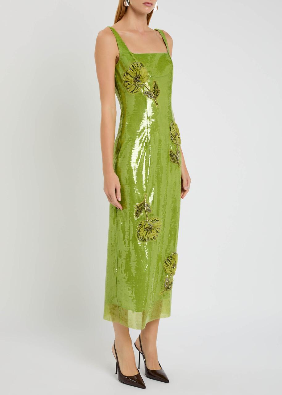 green emerald velvet dress Huishan Zhang main image 0
