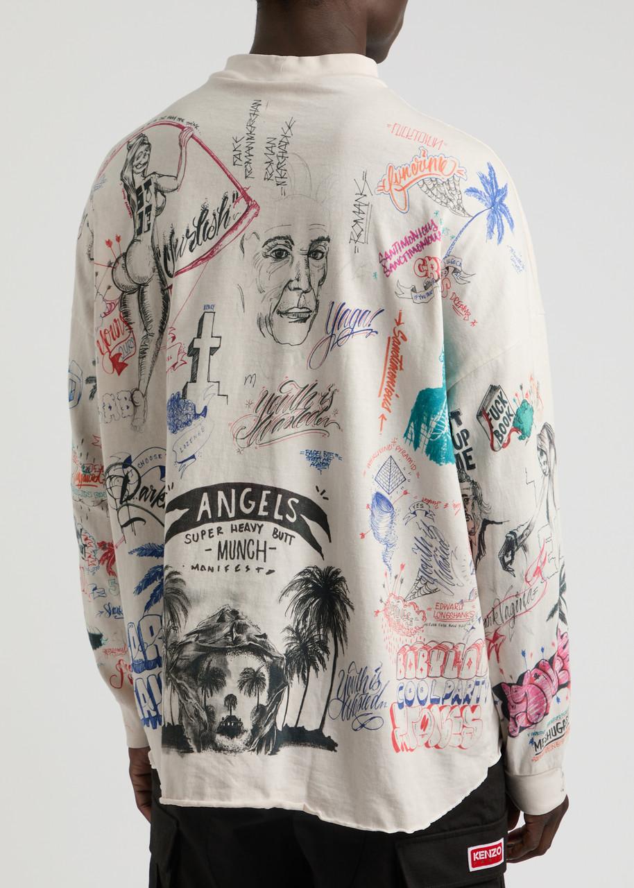 【Saint Mxxxxxx】Born X Raised プリントコットントップ SAINT Mxxxxxx Born X Raised Printed Cotton Top in White for