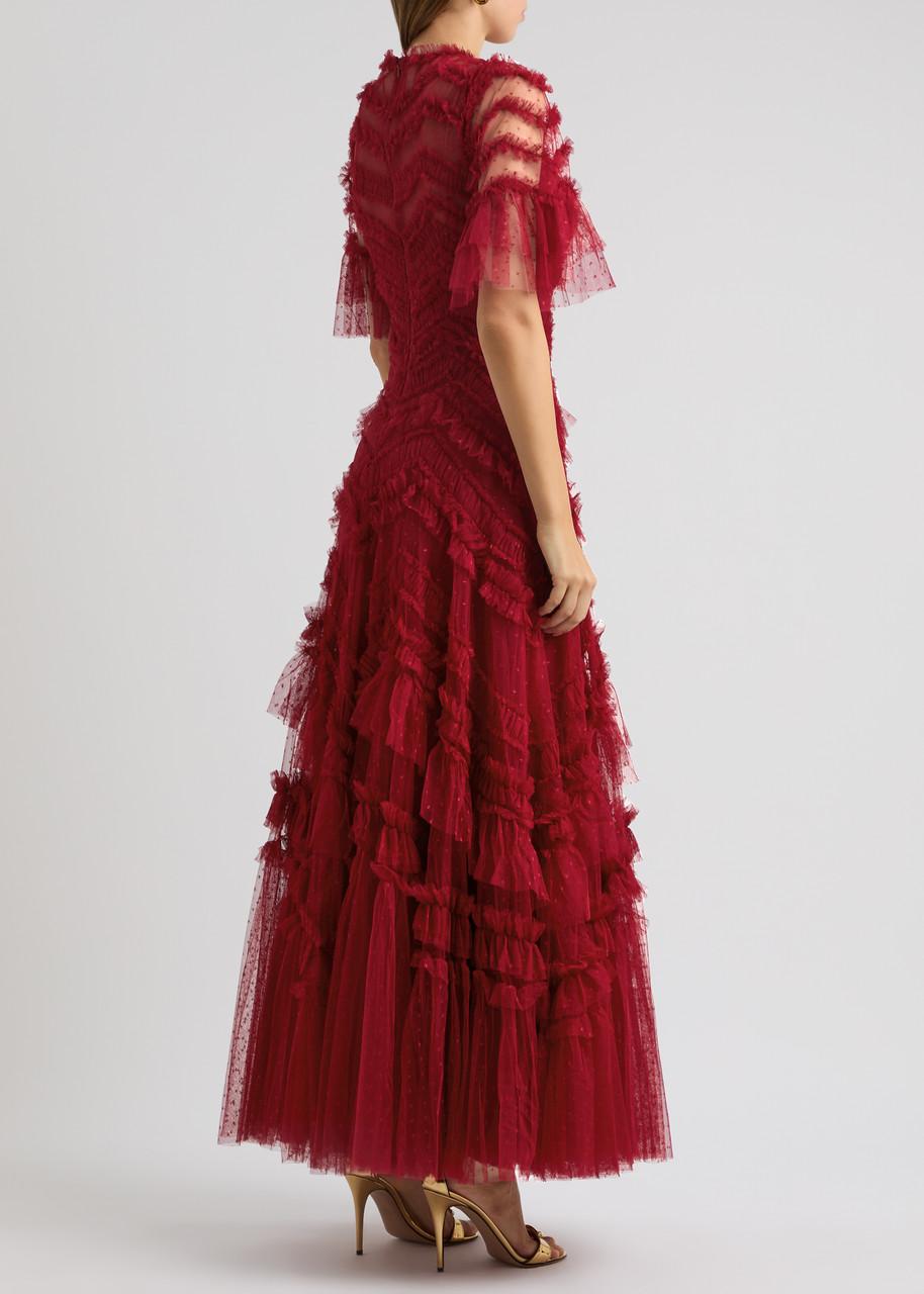 Needle Thread Elia Ruffled Tulle Gown in Red Lyst UK