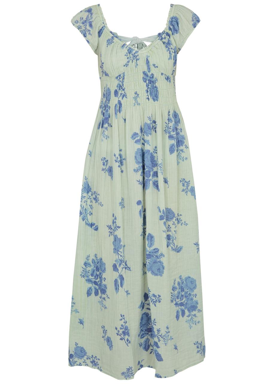 Free People Forget Me Not Floral-print Cotton Midi Dress in Blue | Lyst Free People Forget Me Not Floral-print Cotton Midi Dress in Blue | Lyst