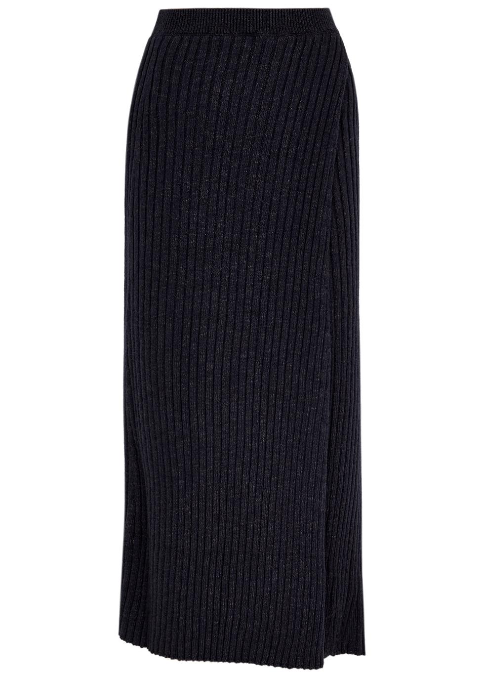 Free People Better Days Ribbed Wrap-effect Midi Skirt in Blue | Lyst