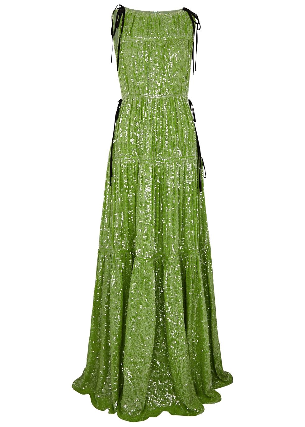 Erdem Isla Green Tiered Sequin Gown | Lyst Erdem Isla Green Tiered Sequin Gown | Lyst