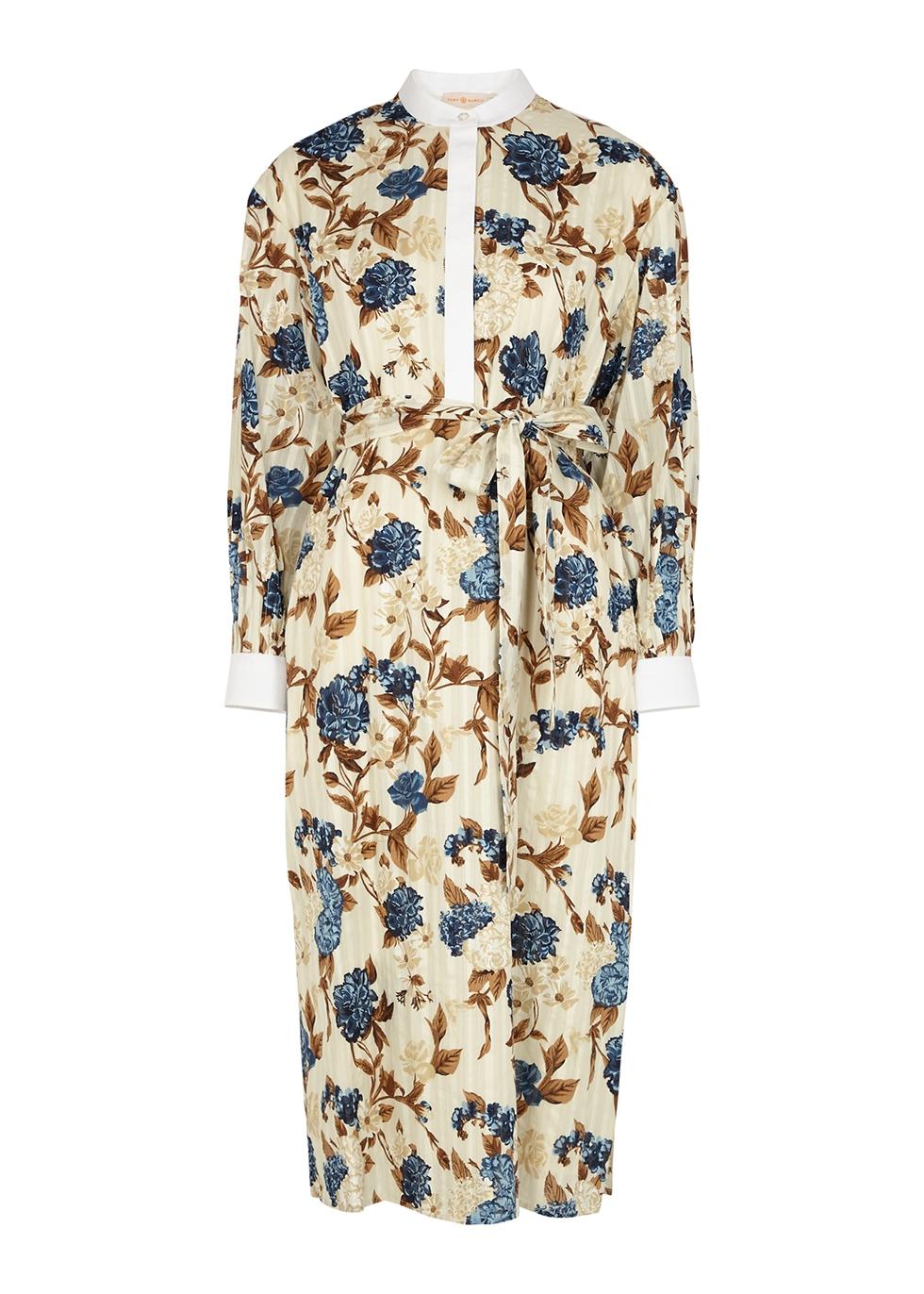 Tory Burch Floral-print Cotton Shirt Dress - Lyst