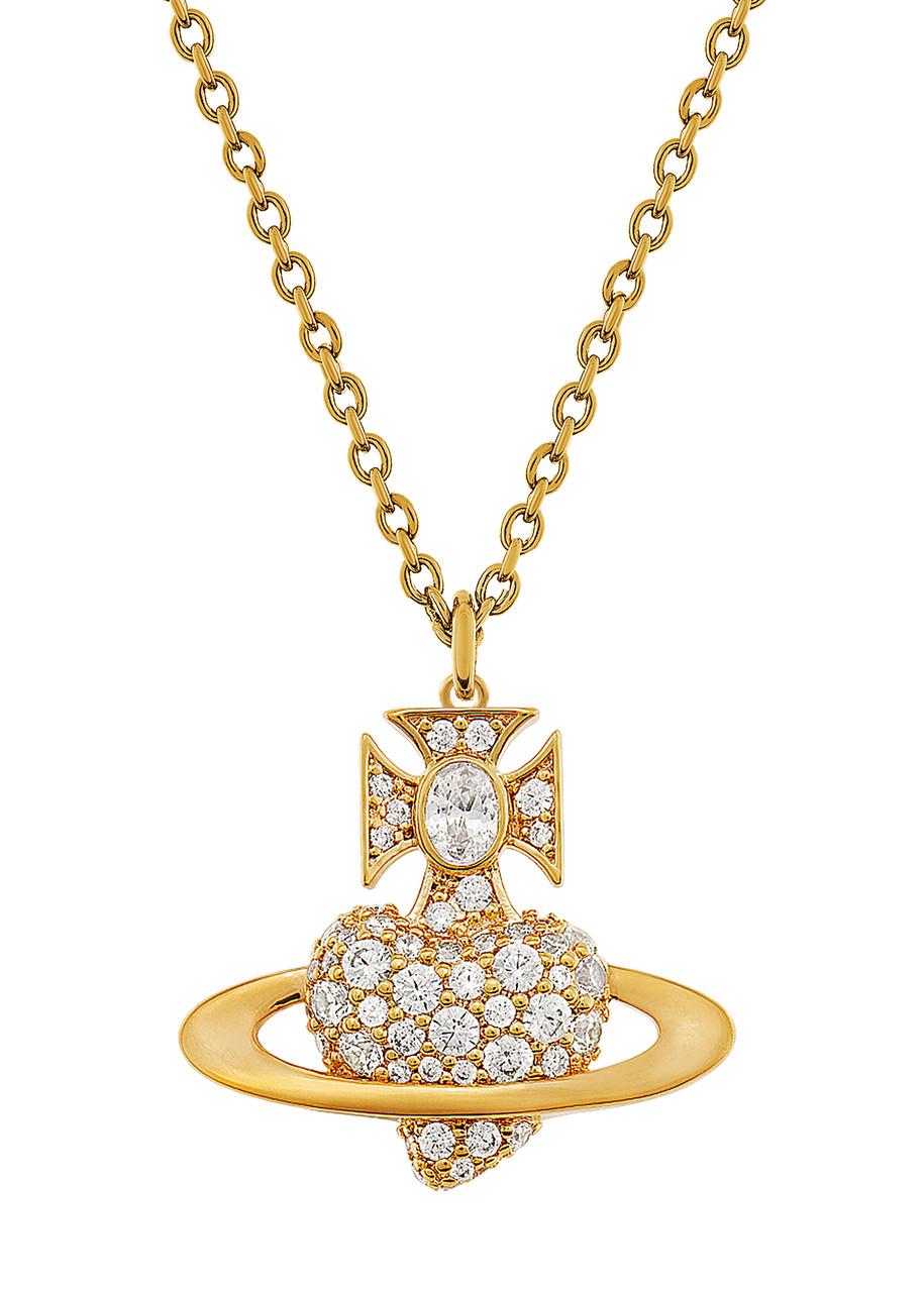 Mayfair Bas Relief Pendant Necklace in Pink-Gold | Vivienne Westwood Mayfair Bas Relief Pendant Necklace in Pink-Gold | Vivienne Westwood