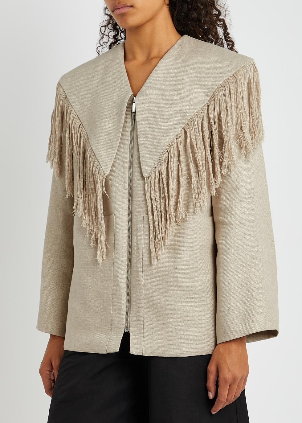 By Malene Birger Allies Sand Fringed Linen Jacket in Natural |